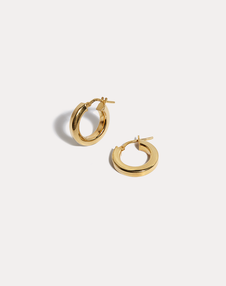 Small Square Gold Chunky Hoop Earrings